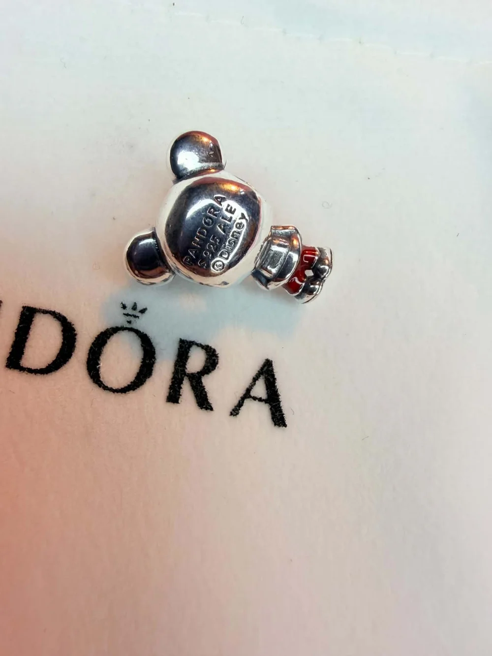 Pandora Silver Mickey Mouse Red Enamel Charm